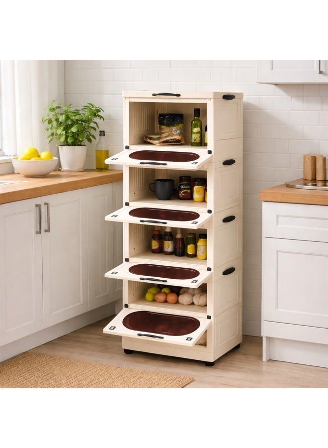 Khorshed Plast Modern 'Super Fantasia' Kitchen Organizer 5-Tier Space-Saving Design with Transparent Doors for Easy Visibility - Image 3